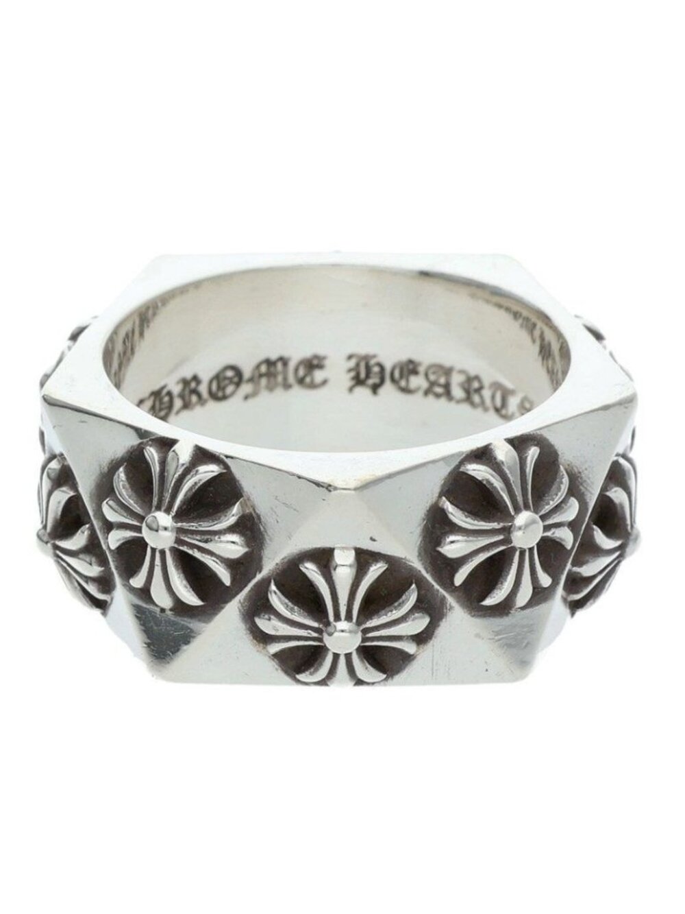 Chrome Hearts Pentagon CH Plus Silver Ring